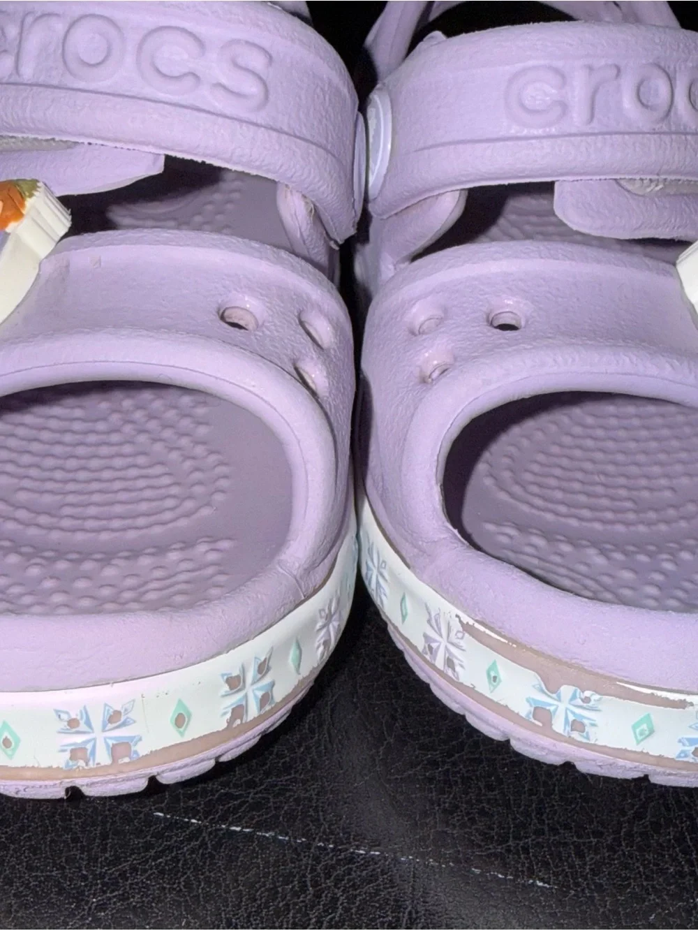 CROCS Kids Lavender Disney Frozen 2 Sandals Clogs with Patterned Midsole